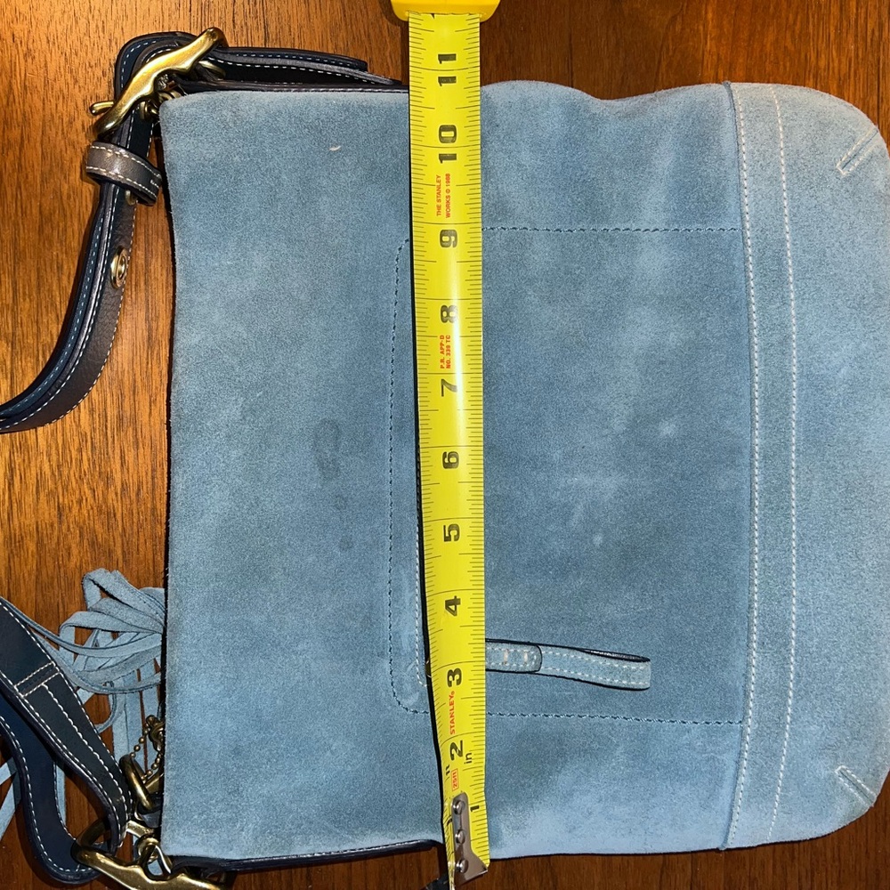 Blue Suede Shoulder Bag